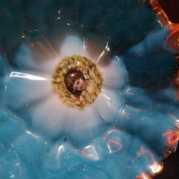 Blue and Gold Decorative Bowl Trinket Holder Antique Childs Face - Picture 2 of 3